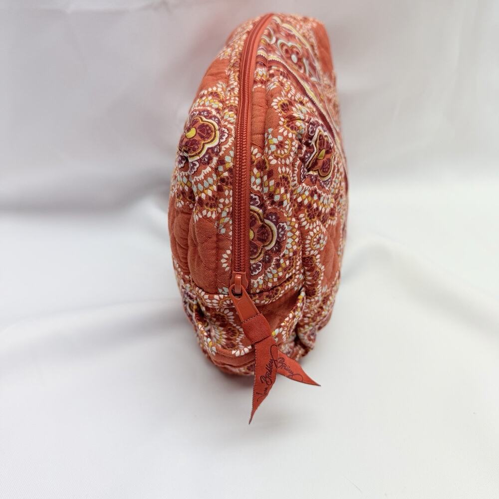 Vera Bradley Cosmetic Makeup Bag Orange Toned Paprika Pattern Floral Travel - Picture 3 of 8
